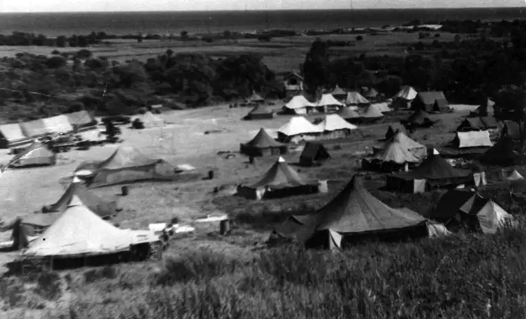 The 489th tent area for the enlisted men at Alesani, Corsica. 
Photograph by Quentin Kaiser