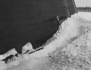 Damage to Hangar 2 after heavy snowfall February 16, 1945