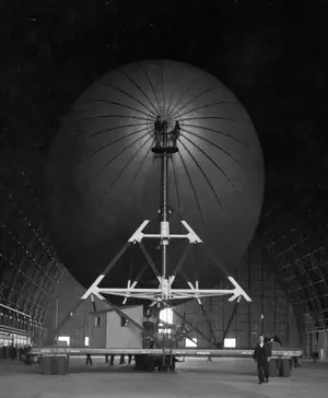 First blimp in Hangar 2 October 31, 1943