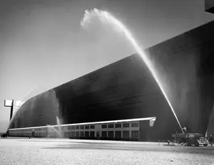 High pressure fire main test at Hangar 2 April 18, 1945