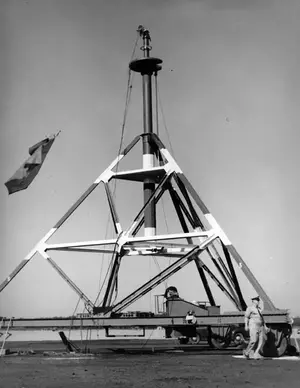 K-6 Mooring Shackle Ripped Out And Hanging On Mast July 6, 1942