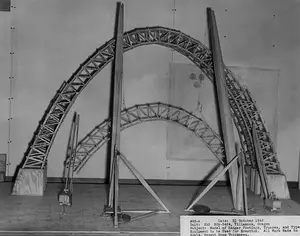 Scale model of hangar components