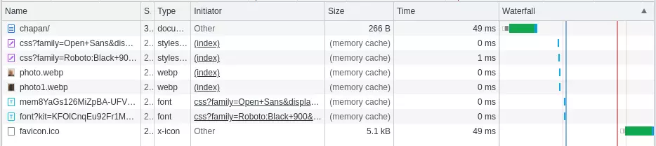 Dev Toold Network display of demonstration page